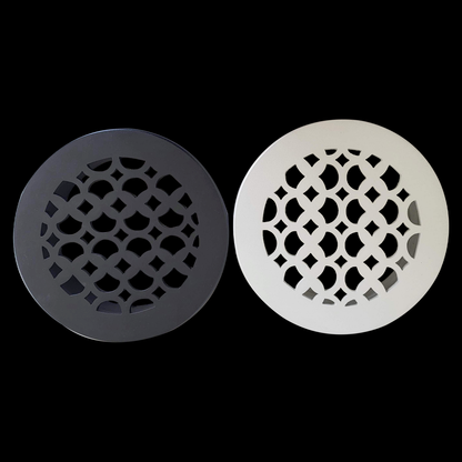 Round Air Vent Duct Grille 6" Top Faceplate Size 7.5" HVAC Decorative Duct Cover Cast Aluminum Powder Coated Re-Paintable for Walls, Ceilings, And Floors Without Damper – Tudor Mushroom design (VR 100)