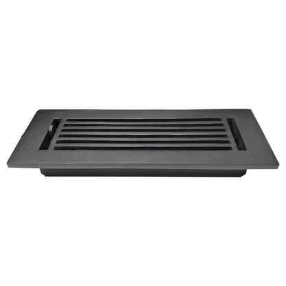 Floor Vent Cover / Register Size: 3” X 10” With Damper Top Faceplate Outer Size 12″X5″, Thickness 5 Mm, High-Quality Metal – Cast Aluminum Powder Coated Re-Paintable For Floors, Walls, And Ceilings – Modern Linear Design (VR 109)