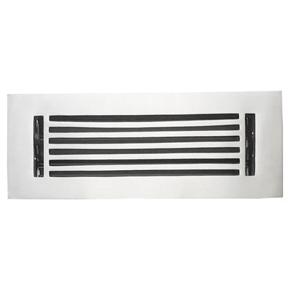 Floor Vent Cover / Register Size: 3” X 10” With Damper Top Faceplate Outer Size 12″X5″, Thickness 5 Mm, High-Quality Metal – Cast Aluminum Powder Coated Re-Paintable For Floors, Walls, And Ceilings – Modern Linear Design (VR 109)