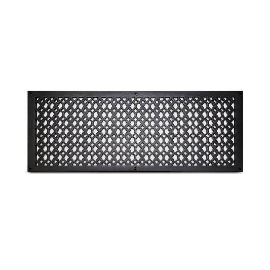 Air Return Grill 10" X 30" Top Faceplate Size 12″ x 32-1/2″ HVAC Duct Cover Decorative Handcrafted High-Quality Metal – Cast Aluminum Powder Coated Re-Paintable For Walls, Ceilings, And Floors without Damper – Elegant Tudor Mushroom Design (VR 100)