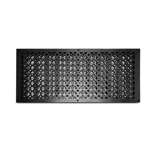 Air Return Grill 12" X 24" Top Faceplate Size 13-1/2″ x 26″ HVAC Duct Cover Decorative Handcrafted High-Quality Metal – Cast Aluminum Powder Coated Re-Paintable For Walls, Ceilings, And Floors without Damper – Elegant Tudor Mushroom Design (VR 100)