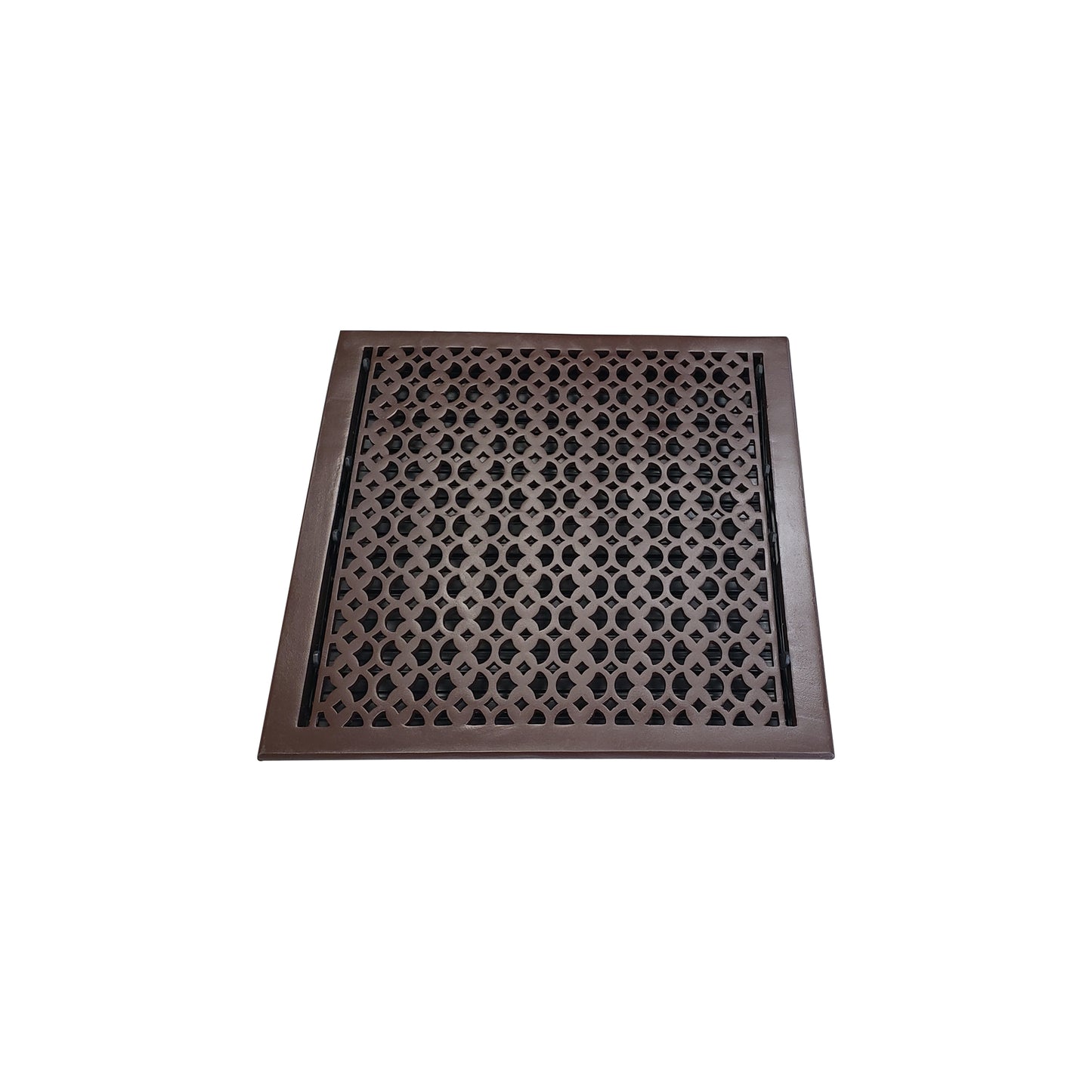 Cast Aluminum Floor Vent Cover / Register Size: 18” X 18” With Damper Top Faceplate Outer Size 19-1/2" X 20", Thickness 5 Mm, Handcrafted Tudor Mushroom Design (VR100)