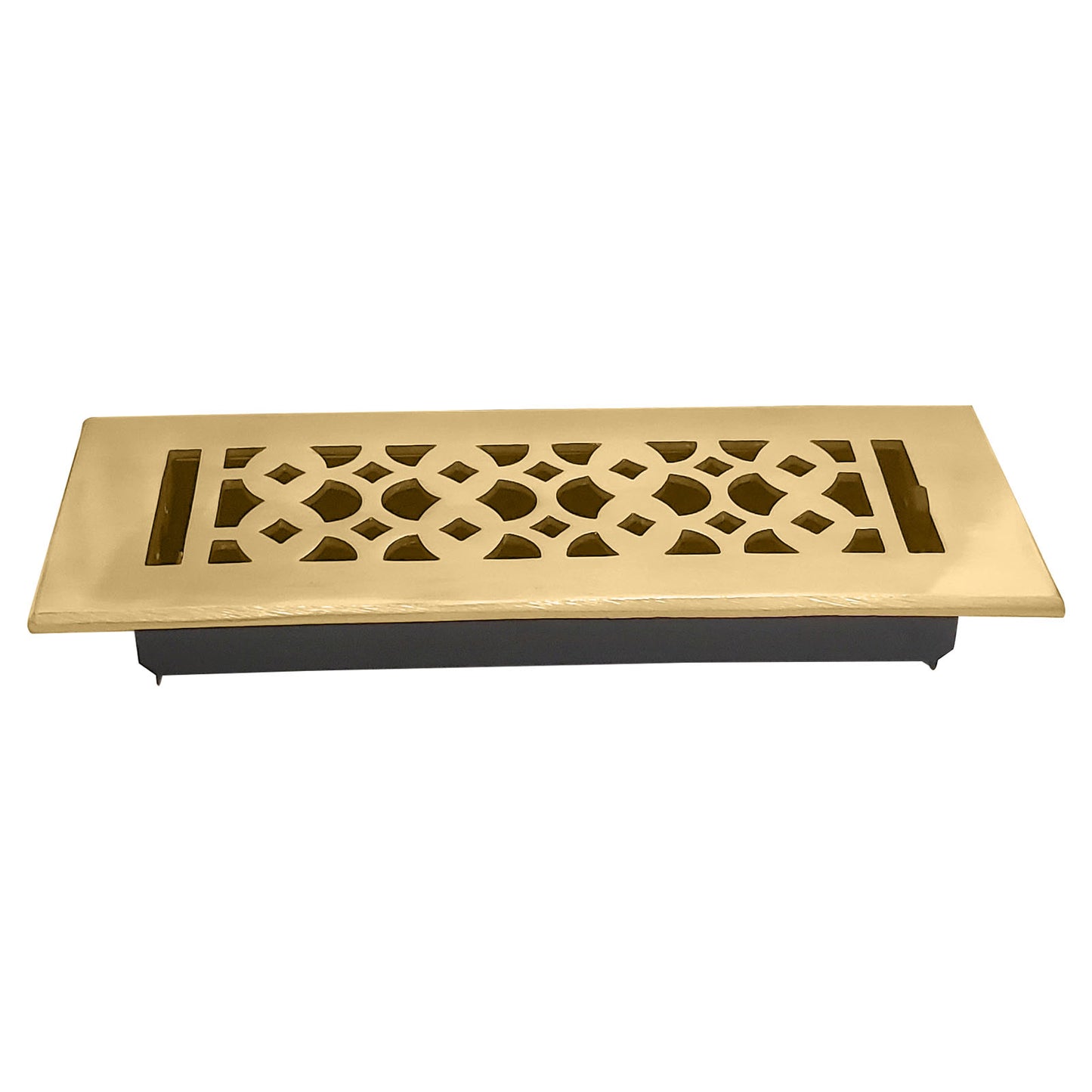 Cast Aluminum Floor Vent Cover / Register Size: 3” X 10” With Damper Top Faceplate Outer Size 12"X5", Thickness 5 Mm, Handcrafted High-Quality Metal – Cast Aluminum Brushed Gold Re-Paintable For Floors, Walls, And Ceilings – Tudor Mushroom Design (VR 100)