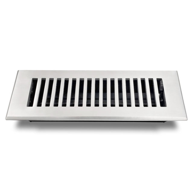 Floor Vent Cover / Register Size: 3” X 10” With Damper Top Faceplate Outer Size 12″X5″, Thickness 5 Mm, Handcrafted High-Quality Metal – Cast Aluminum Powder Coated Re-Paintable For Floors, Walls, And Ceilings – Modern And Contemporary Design (VR 102)