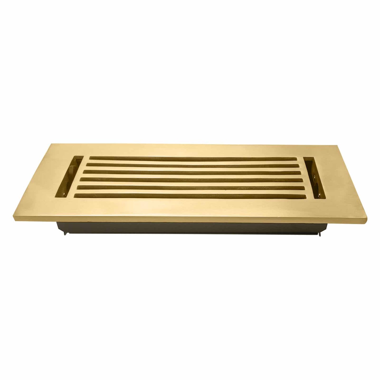 Floor Vent Cover / Register Size: 3” X 10” With Damper Top Faceplate Outer Size 12″X5″, Thickness 5 Mm, High-Quality Metal – Cast Aluminum Brushed Gold Powder Coated Re-Paintable For Floors, Walls, And Ceilings – Modern Linear Design (VR 109)