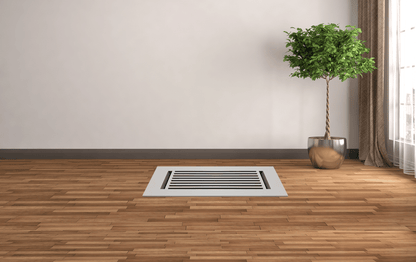 Floor Vent Cover / Register Size: 3” X 10” With Damper Top Faceplate Outer Size 12″X5″, Thickness 5 Mm, High-Quality Metal – Cast Aluminum Brushed Gold Powder Coated Re-Paintable For Floors, Walls, And Ceilings – Modern Linear Design (VR 109)