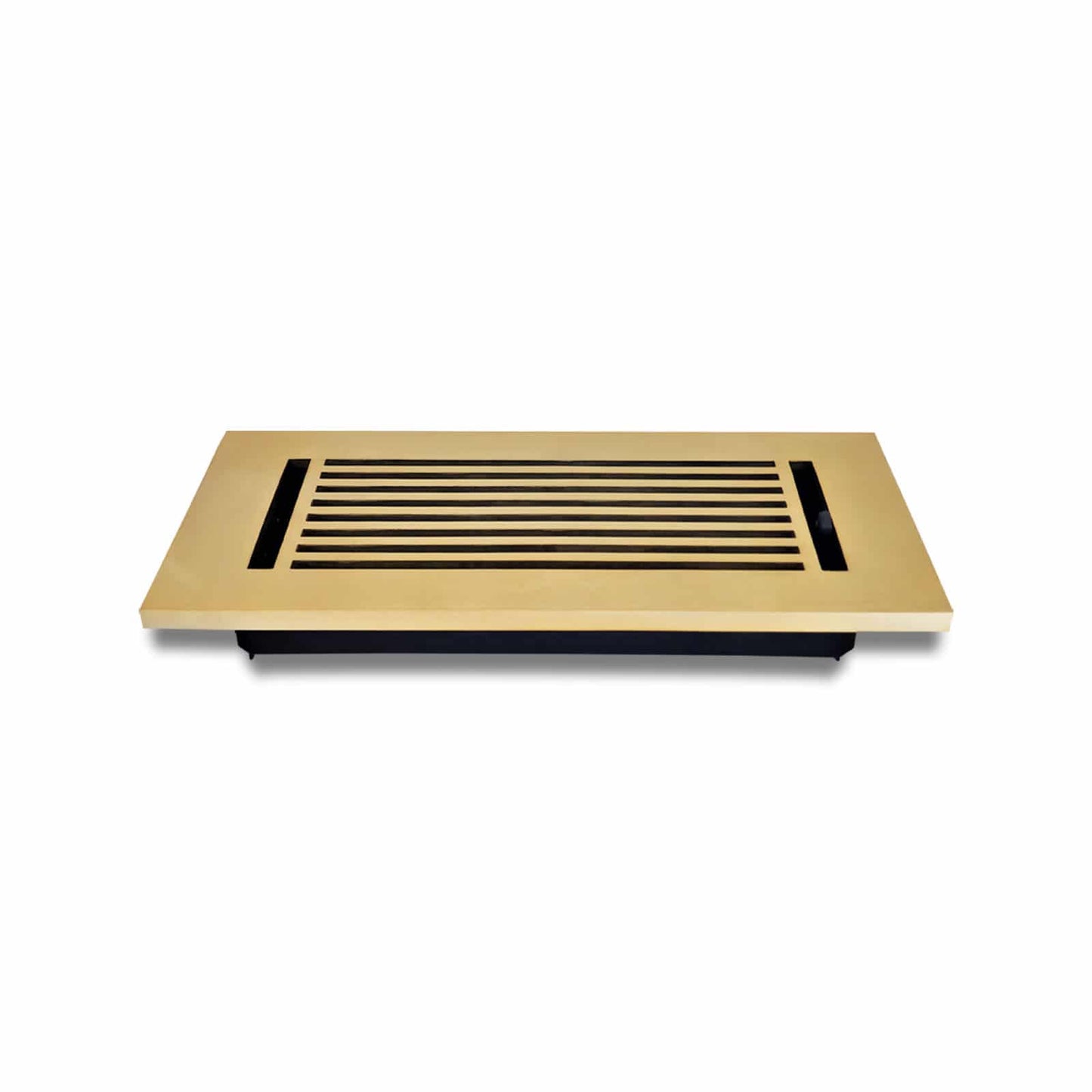 Floor Vent Cover / Register Size: 4” X 10” With Damper Top Faceplate Outer Size 6″ X 12”, Thickness 5 Mm, High-Quality Metal – Cast Aluminum Brushed Gold Powder Coated Re-Paintable For Floors, Walls, And Ceilings – Modern Linear Design (VR 109)