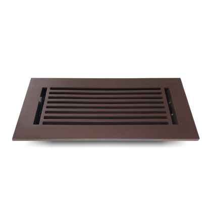 Floor Vent Cover / Register Size: 4” X 12” With Damper Top Faceplate Outer Size 6″ X 14”, Thickness 5 Mm, High-Quality Metal – Cast Aluminum Powder Coated Re-Paintable For Floors, Walls, And Ceilings – Modern Linear Design (VR 109)