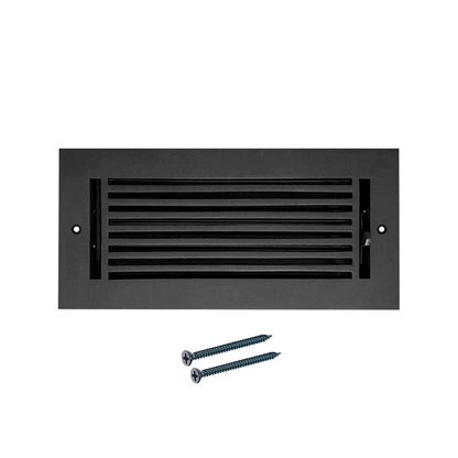 Floor Vent Cover / Register Size: 4” X 12” With Damper Top Faceplate Outer Size 6″ X 14”, Thickness 5 Mm, High-Quality Metal – Cast Aluminum Powder Coated Re-Paintable For Floors, Walls, And Ceilings – Modern Linear Design (VR 109)