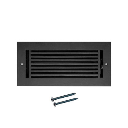 Floor Vent Cover / Register Size: 4” X 10” With Damper Top Faceplate Outer Size 6″ X 12”, Thickness 5 Mm, High-Quality Metal – Cast Aluminum Powder Coated Re-Paintable For Floors, Walls, And Ceilings – Modern Linear Design (VR 109)