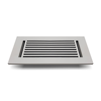 Floor Vent Cover / Register Size: 4” X 10” With Damper Top Faceplate Outer Size 6″ X 12”, Thickness 5 Mm, High-Quality Metal – Cast Aluminum Powder Coated Re-Paintable For Floors, Walls, And Ceilings – Modern Linear Design (VR 109)