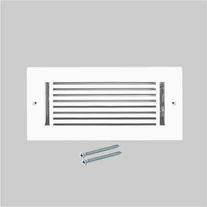 Floor Vent Cover / Register Size: 4” X 10” With Damper Top Faceplate Outer Size 6″ X 12”, Thickness 5 Mm, High-Quality Metal – Cast Aluminum Powder Coated Re-Paintable For Floors, Walls, And Ceilings – Modern Linear Design (VR 109)