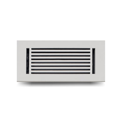 Floor Vent Cover / Register Size: 4” X 10” With Damper Top Faceplate Outer Size 6″ X 12”, Thickness 5 Mm, High-Quality Metal – Cast Aluminum Powder Coated Re-Paintable For Floors, Walls, And Ceilings – Modern Linear Design (VR 109)