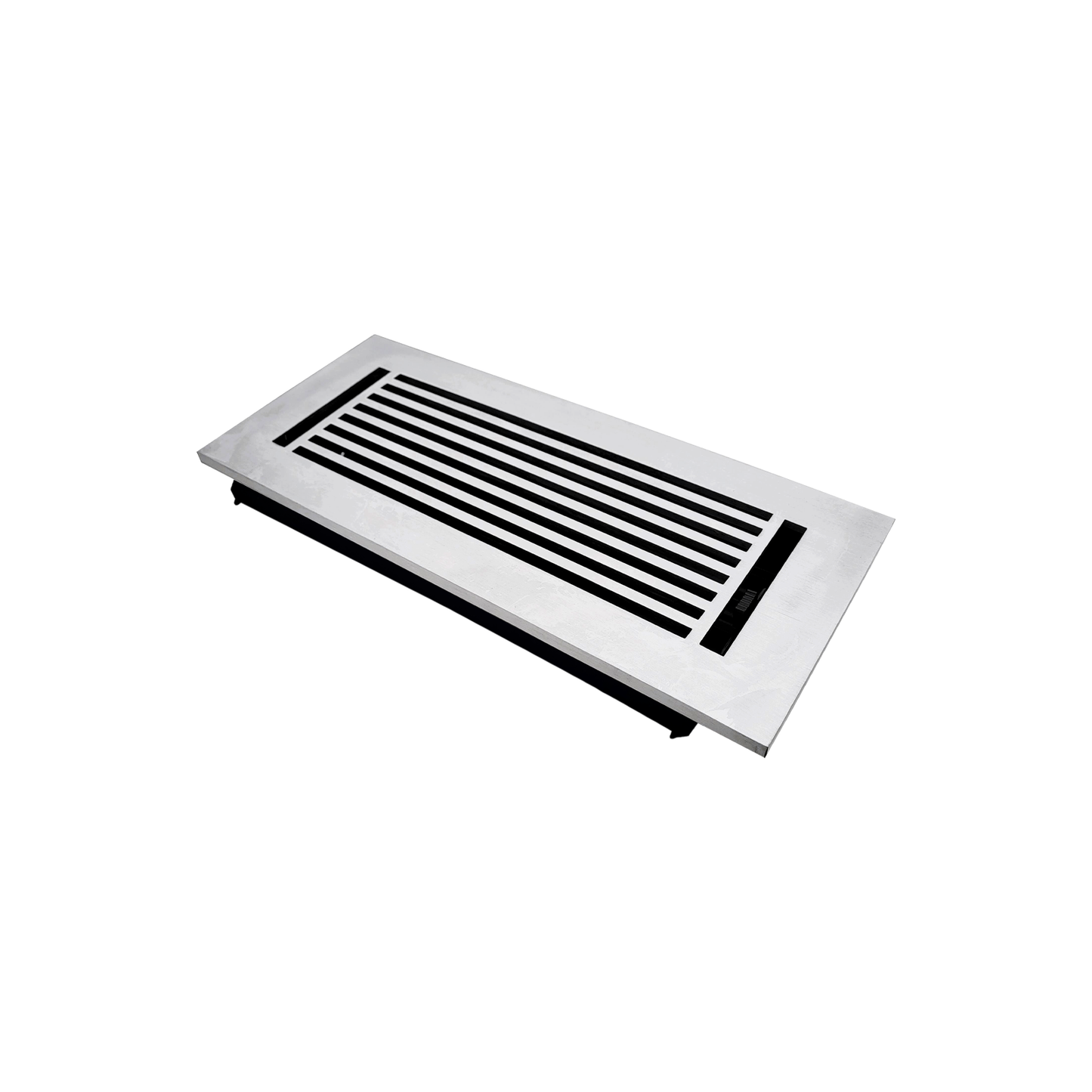 Floor Vent Cover / Register Size: 4” X 12” With Damper Top Faceplate Outer Size 6″ X 14”, Thickness 5 Mm, High-Quality Metal – Cast Aluminum Powder Coated Re-Paintable For Floors, Walls, And Ceilings – Modern Linear Design (VR 109)