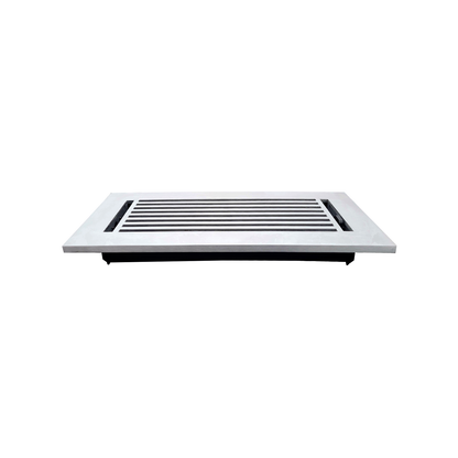 Floor Vent Cover / Register Size: 4” X 12” With Damper Top Faceplate Outer Size 6″ X 14”, Thickness 5 Mm, High-Quality Metal – Cast Aluminum Powder Coated Re-Paintable For Floors, Walls, And Ceilings – Modern Linear Design (VR 109)