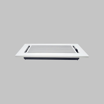 Floor Vent Cover / Register Size: 4” X 12” With Damper Top Faceplate Outer Size 6″ X 14”, Thickness 5 Mm, High-Quality Metal – Cast Aluminum Powder Coated Re-Paintable For Floors, Walls, And Ceilings – Modern Linear Design (VR 109)