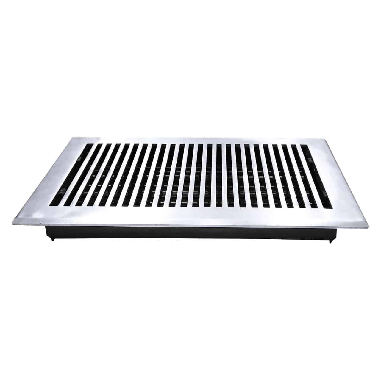 Floor Vent Cover / Register Size: 8” X 14” With Damper Top Faceplate Outer Size 10″ X 16″, Thickness 5 Mm, High-Quality Metal – Cast Aluminum Powder Coated Re-Paintable For Floors, Walls, And Ceilings – Modern And Contemporary Design (VR 102)