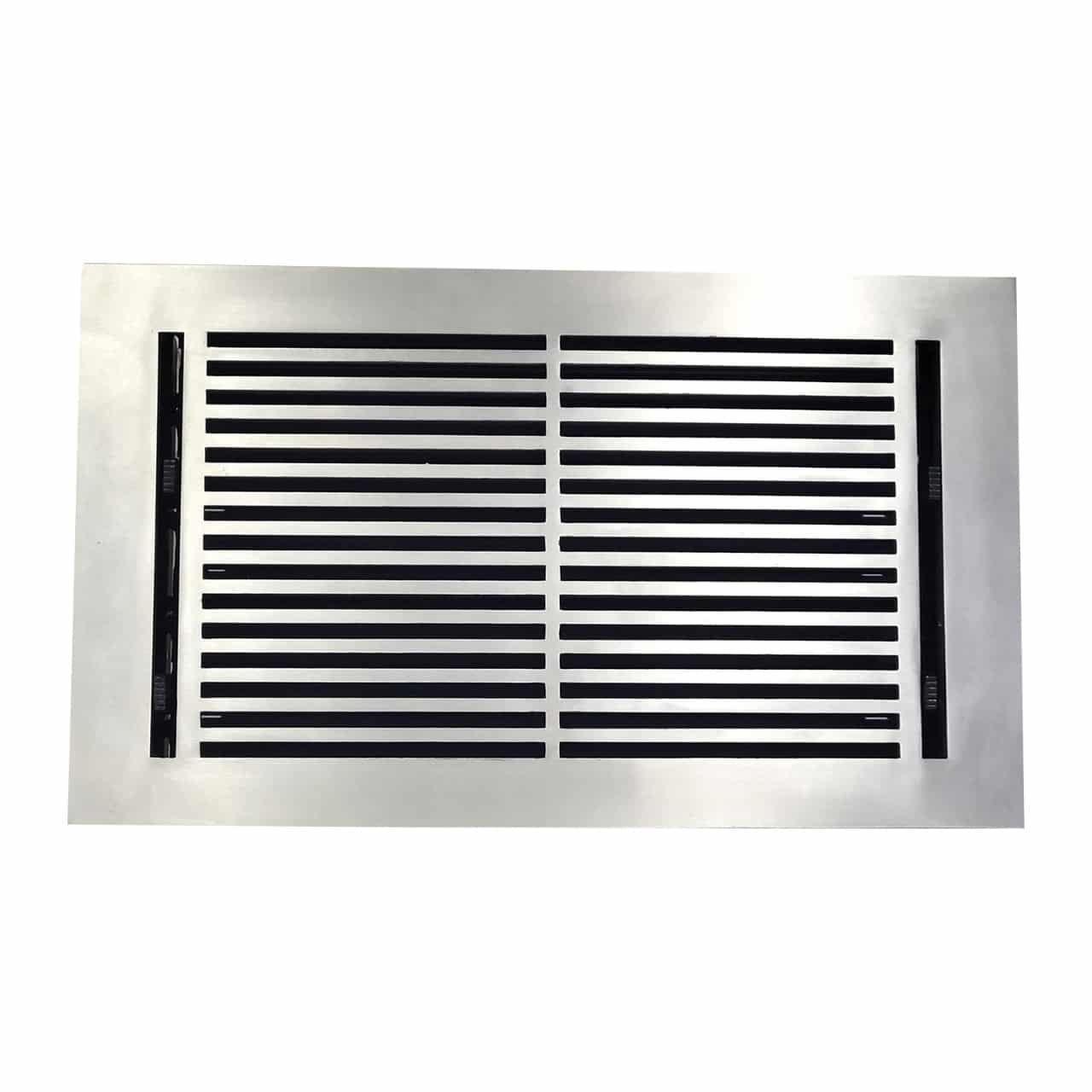 Floor Vent Cover / Register Size: 8” X 14” With Damper Top Faceplate Outer Size 9-1/2” X16”, Thickness 5 Mm, High-Quality Metal – Cast Aluminum Powder Coated Re-Paintable For Floors, Walls, And Ceilings – Modern Linear Design (VR 109)