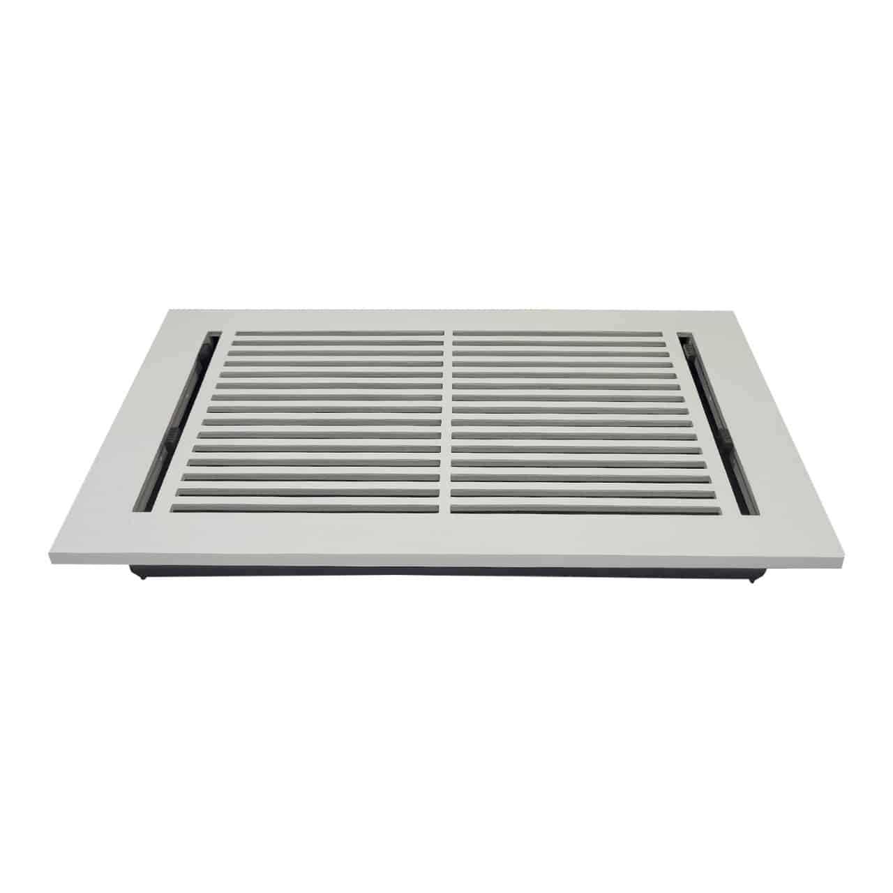 Floor Vent Cover / Register Size: 8” X 14” With Damper Top Faceplate Outer Size 9-1/2” X16”, Thickness 5 Mm, High-Quality Metal – Cast Aluminum Powder Coated Re-Paintable For Floors, Walls, And Ceilings – Modern Linear Design (VR 109)