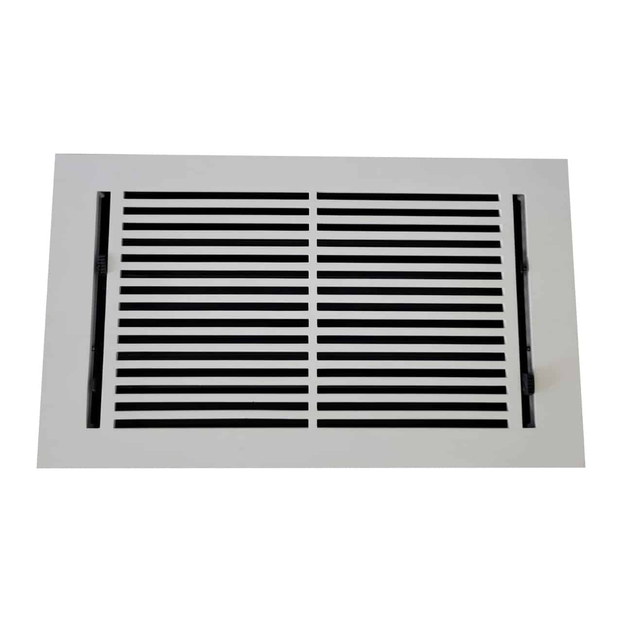 Floor Vent Cover / Register Size: 8” X 14” With Damper Top Faceplate Outer Size 9-1/2” X16”, Thickness 5 Mm, High-Quality Metal – Cast Aluminum Powder Coated Re-Paintable For Floors, Walls, And Ceilings – Modern Linear Design (VR 109)