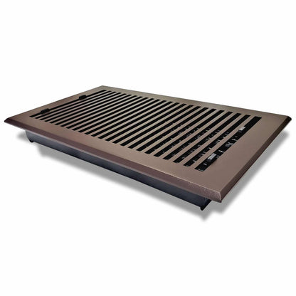 Floor Vent Cover / Register Size: 8” X 14” With Damper Top Faceplate Outer Size 10″ X 16″, Thickness 5 Mm, High-Quality Metal – Cast Aluminum Powder Coated Re-Paintable For Floors, Walls, And Ceilings – Modern And Contemporary Design (VR 102)