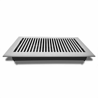 Floor Vent Cover / Register Size: 8” X 14” With Damper Top Faceplate Outer Size 10″ X 16″, Thickness 5 Mm, High-Quality Metal – Cast Aluminum Powder Coated Re-Paintable For Floors, Walls, And Ceilings – Modern And Contemporary Design (VR 102)