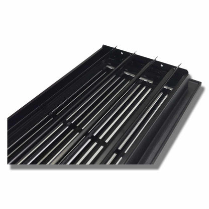 Floor Vent Cover / Register Size: 8” X 14” With Damper Top Faceplate Outer Size 9-1/2” X16”, Thickness 5 Mm, High-Quality Metal – Cast Aluminum Powder Coated Re-Paintable For Floors, Walls, And Ceilings – Modern Linear Design (VR 109)