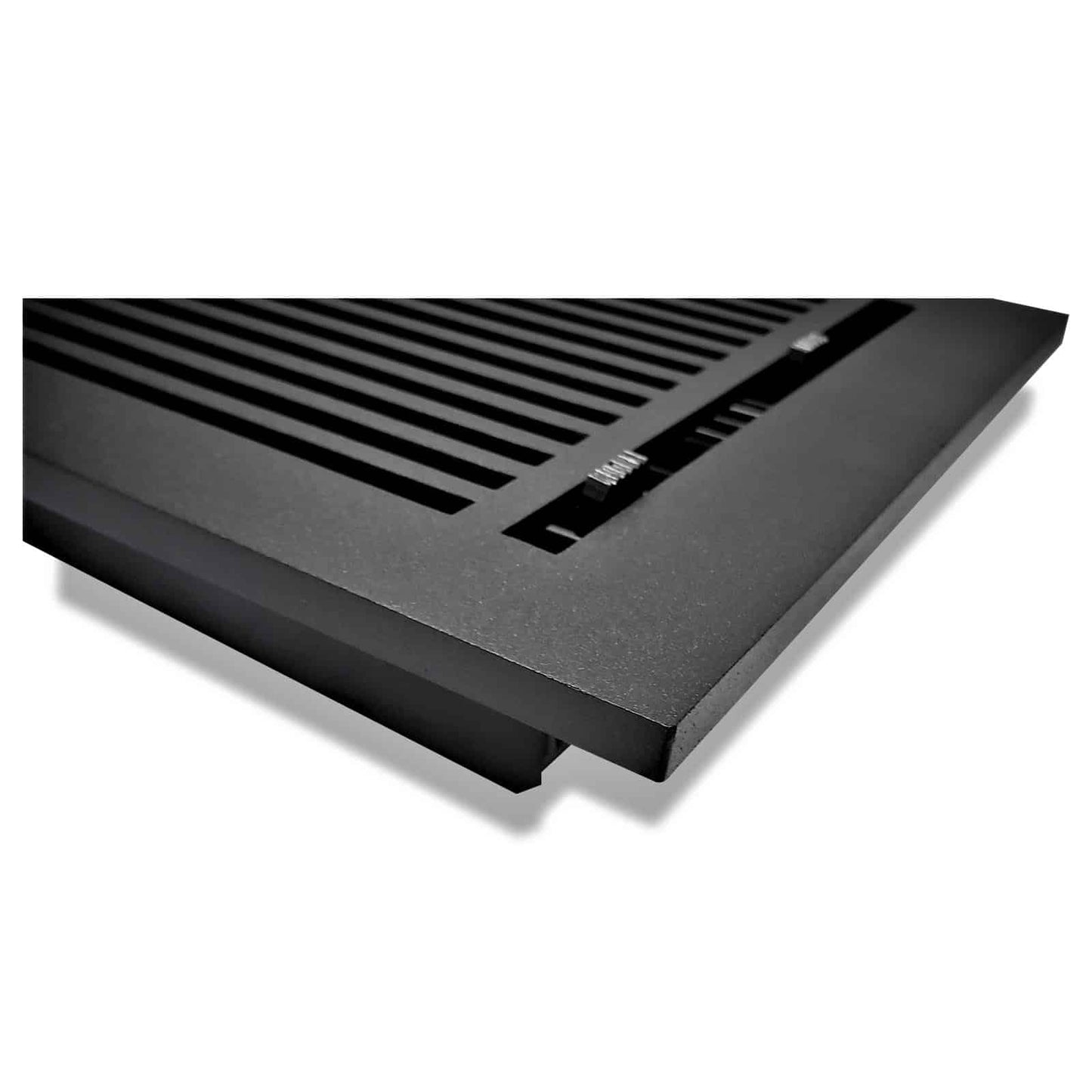 Floor Vent Cover / Register Size: 8” X 14” With Damper Top Faceplate Outer Size 9-1/2” X16”, Thickness 5 Mm, High-Quality Metal – Cast Aluminum Powder Coated Re-Paintable For Floors, Walls, And Ceilings – Modern Linear Design (VR 109)