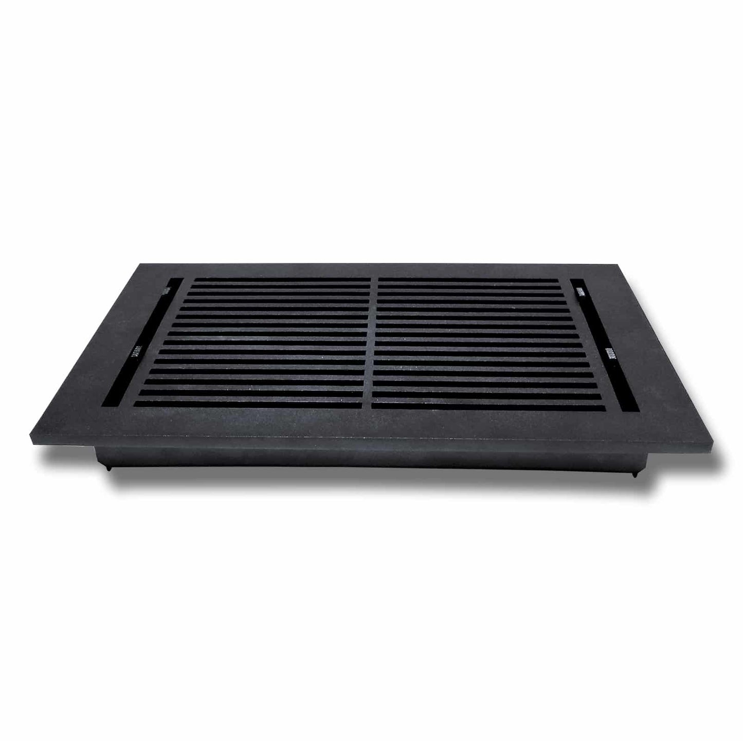 Floor Vent Cover / Register Size: 8” X 14” With Damper Top Faceplate Outer Size 9-1/2” X16”, Thickness 5 Mm, High-Quality Metal – Cast Aluminum Powder Coated Re-Paintable For Floors, Walls, And Ceilings – Modern Linear Design (VR 109)