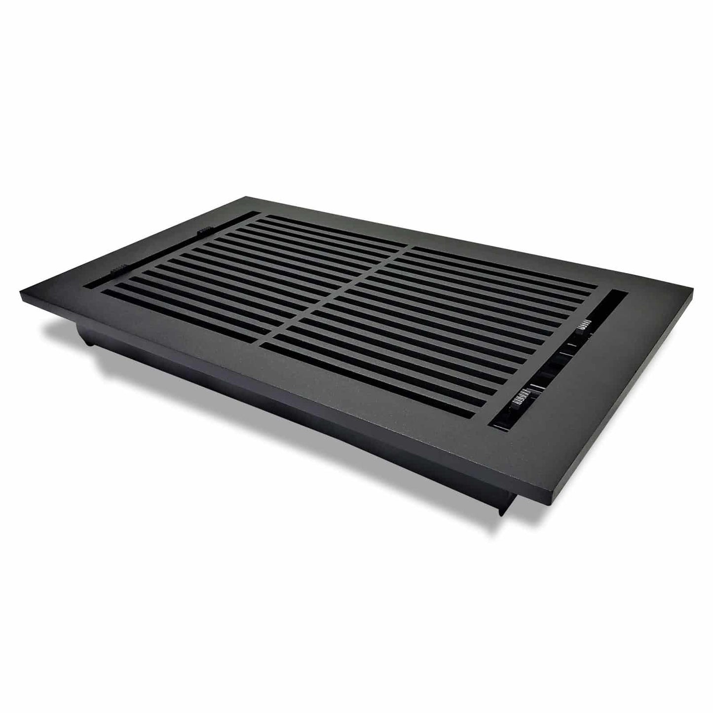 Floor Vent Cover / Register Size: 8” X 14” With Damper Top Faceplate Outer Size 9-1/2” X16”, Thickness 5 Mm, High-Quality Metal – Cast Aluminum Powder Coated Re-Paintable For Floors, Walls, And Ceilings – Modern Linear Design (VR 109)