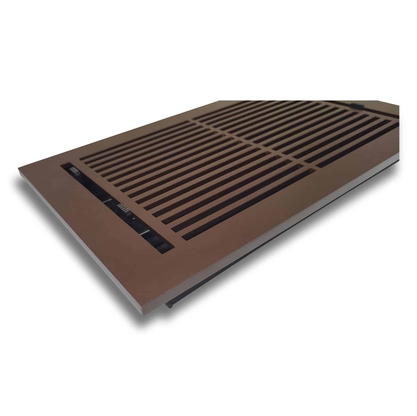 Floor Vent Cover / Register Size: 8” X 14” With Damper Top Faceplate Outer Size 9-1/2” X16”, Thickness 5 Mm, High-Quality Metal – Cast Aluminum Powder Coated Re-Paintable For Floors, Walls, And Ceilings – Modern Linear Design (VR 109)