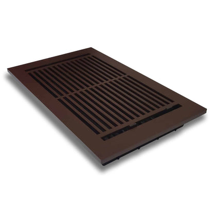 Floor Vent Cover / Register Size: 8” X 14” With Damper Top Faceplate Outer Size 9-1/2” X16”, Thickness 5 Mm, High-Quality Metal – Cast Aluminum Powder Coated Re-Paintable For Floors, Walls, And Ceilings – Modern Linear Design (VR 109)