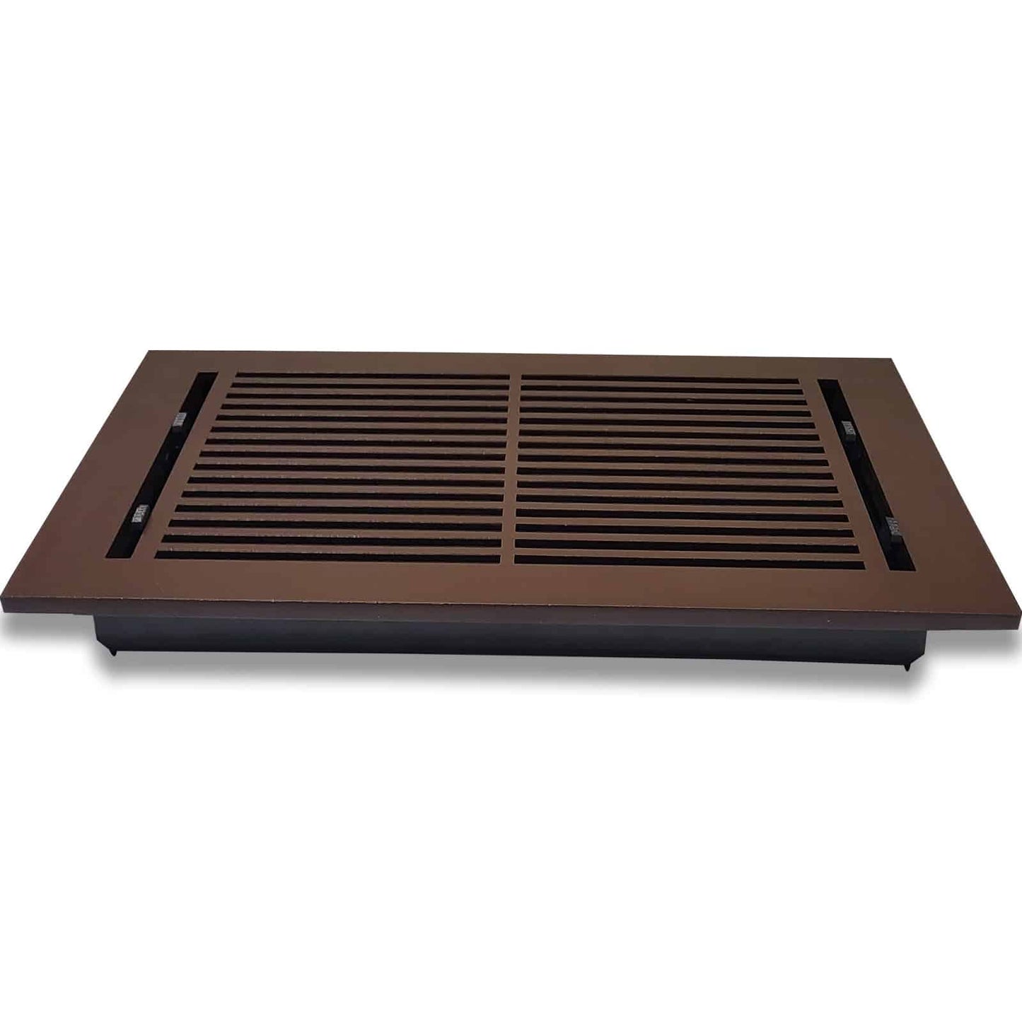 Floor Vent Cover / Register Size: 8” X 14” With Damper Top Faceplate Outer Size 9-1/2” X16”, Thickness 5 Mm, High-Quality Metal – Cast Aluminum Powder Coated Re-Paintable For Floors, Walls, And Ceilings – Modern Linear Design (VR 109)