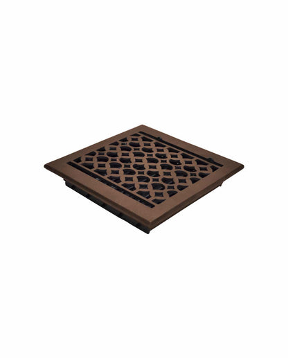 Cast Aluminum Floor Vent Cover / Register Size: 9” X 9” With Damper Top Faceplate Outer Size 10-1/2" X 11-1/2", Thickness 5 Mm, Handcrafted Tudor Mushroom Design (VR100)