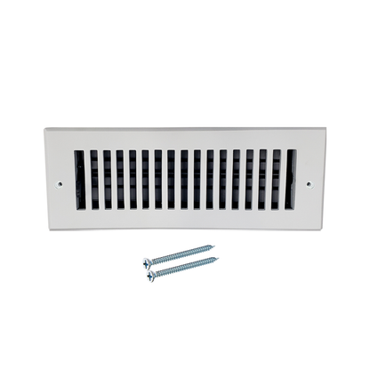 Floor Vent Cover / Register Size: 4” X 10” With Damper Top Faceplate Outer Size 6″ X 12″, Thickness 5 Mm, High-Quality Metal – Cast Aluminum Powder Coated Re-Paintable For Floors, Walls, And Ceilings – Modern And Contemporary Design (VR 102)