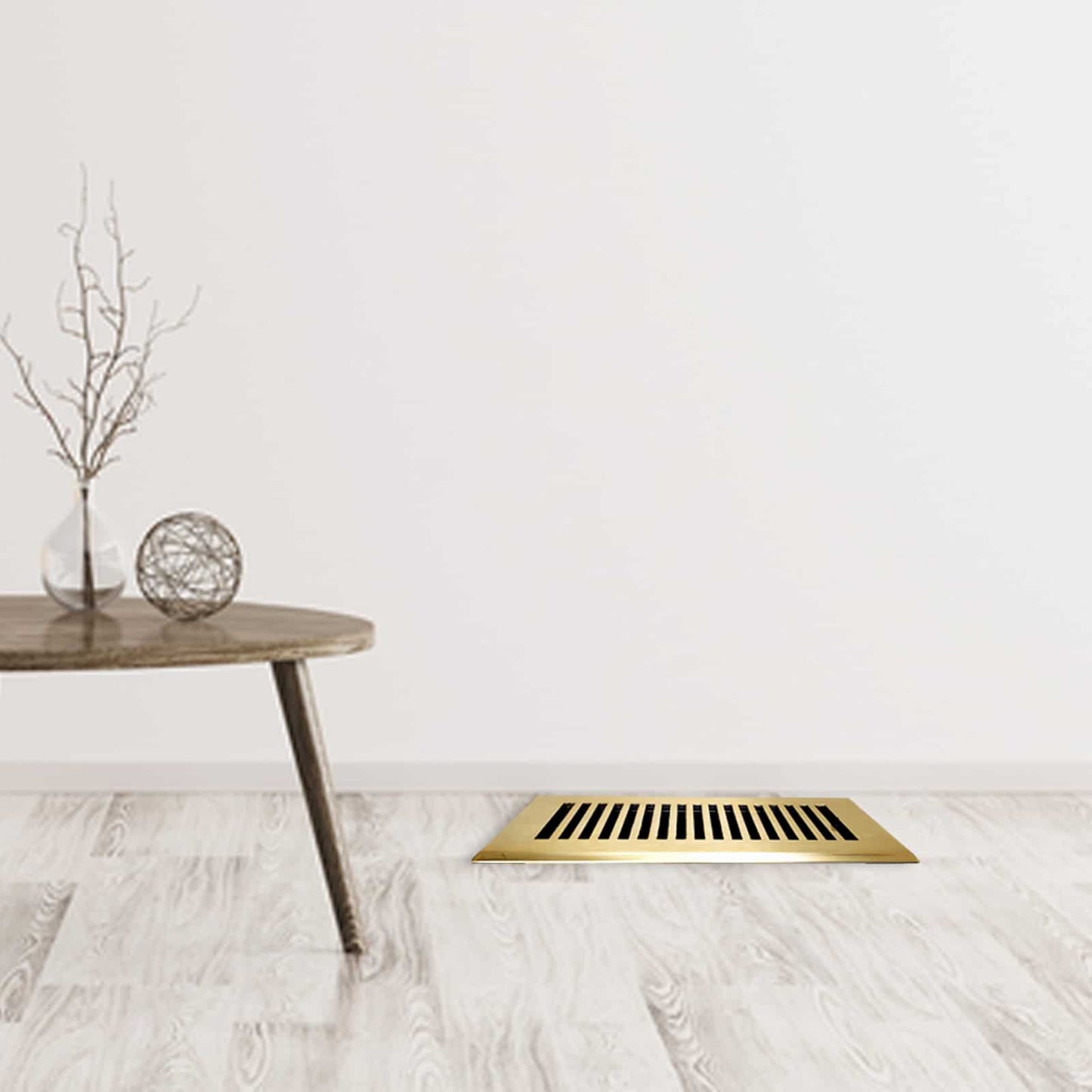 Floor Vent Cover / Register Size: 3" X 10" With Damper Top Faceplate Outer Size 12" X 5", Thickness 5 Mm, High-Quality Metal – Cast Aluminum Brushed Gold Powder Coated Re-Paintable For Floors, Walls, And Ceilings – Modern And Contemporary Design (VR 102)