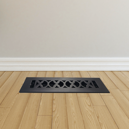 Cast Iron Floor Vent Cover / Register Size: 2” X 10” With Damper Top Faceplate Outer Size 4” X 12”, Thickness 5 mm Handcrafted Tudor Mushroom Design (VR 100)