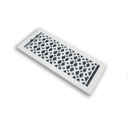 Cast Iron Floor Vent Cover / Register Size: 6” X 16” With Damper Top Faceplate Outer Size 7-3/4" X 16-1/4", Thickness 5 Mm, Handcrafted Tudor Mushroom Design (VR100)