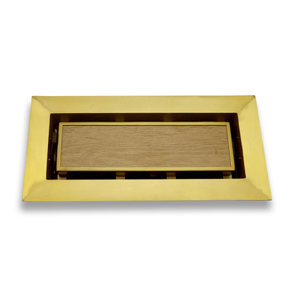 Match The Floor Flush Mount Floor Registers/Vent Cover 4" X 10" with Damper. Faceplate Size: 5.5" × 11.5". High-Quality Metal Cast Aluminum - Gold