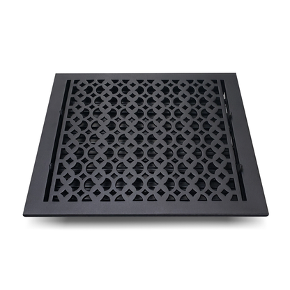 Cast Aluminum Floor Vent Cover / Register Size: 12” X 14” With Damper Top Faceplate Outer Size 13-1/4" X 15-3/4", Thickness 5 Mm, Handcrafted Tudor Mushroom Design (VR100)