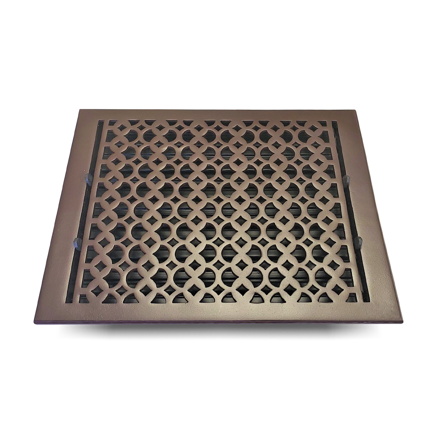 Cast Aluminum Floor Vent Cover / Register Size: 12” X 14” With Damper Top Faceplate Outer Size 13-1/4" X 15-3/4", Thickness 5 Mm, Handcrafted Tudor Mushroom Design (VR100)