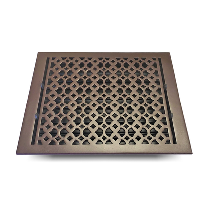 Cast Aluminum Floor Vent Cover / Register Size: 12” X 14” With Damper Top Faceplate Outer Size 13-1/4" X 15-3/4", Thickness 5 Mm, Handcrafted Tudor Mushroom Design (VR100)