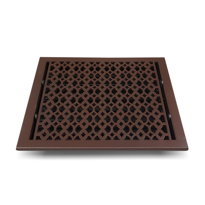 Cast Aluminum Floor Vent Cover / Register Size: 12” X 16” With Damper Top Faceplate Outer Size 13-1/2" X 18", Thickness 5 Mm, Handcrafted Tudor Mushroom Design (VR100)