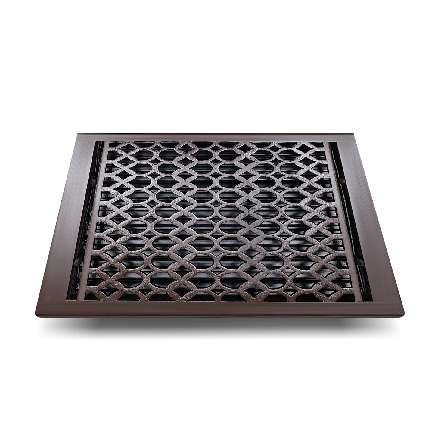 Cast Aluminum Floor Vent Cover / Register Size: 14” X 14” With Damper Top Faceplate Outer Size 14-1/4" X 15", Thickness 5 Mm, Handcrafted Tudor Mushroom Design (VR100)