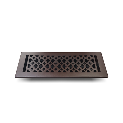 Cast Aluminum Floor Vent Cover / Register Size: 4” X 14” With Damper Top Faceplate Outer Size 5-1/2″ x 15-1/2″, Thickness 5 mm Handcrafted Tudor Mushroom Design (VR 100)