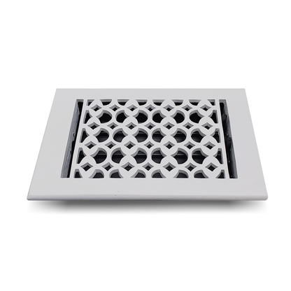 Cast Aluminum Floor Vent Cover / Register Size: 6” X 8” With Damper Top Faceplate Outer Size 7-1/4″ x 9-3/4″, Thickness 5 mm Handcrafted Tudor Mushroom Design (VR 100)