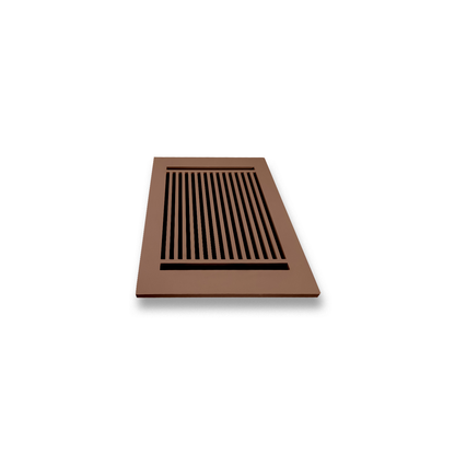 Floor Vent Cover / Register Size: 6” X 10” With Damper Top Faceplate Outer Size 8″ X 12”, Thickness 5 Mm, High-Quality Metal – Cast Aluminum Black Powder Coated Re-Paintable For Floors, Walls, And Ceilings – Modern Linear Design (VR 109)