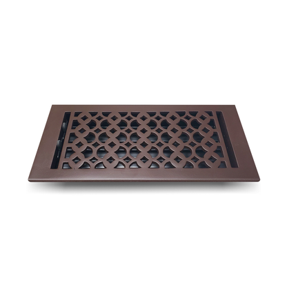 Cast Aluminum Floor Vent Cover / Register Size: 6” X 12” With Damper Top Faceplate Outer Size 7-1/4″ x 14″, Thickness 5 mm Handcrafted Tudor Mushroom Design (VR 100)