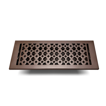 Cast Aluminum Floor Vent Cover / Register Size: 6” X 16” With Damper Top Faceplate Outer Size 7-3/4″ x 16-1/4″, Thickness 5 mm Handcrafted Tudor Mushroom Design (VR 100)