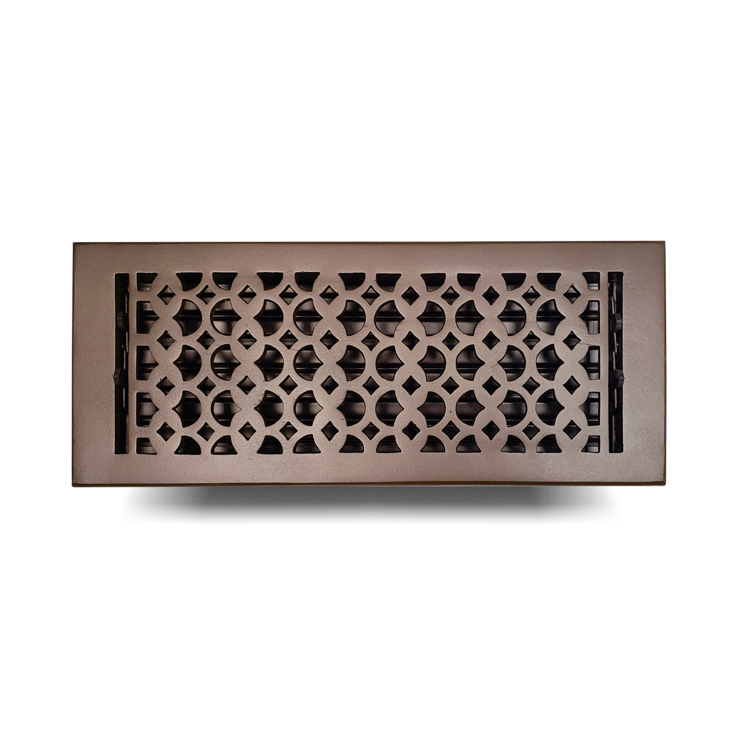 Cast Aluminum Floor Vent Cover / Register Size: 6” X 16” With Damper Top Faceplate Outer Size 7-3/4″ x 16-1/4″, Thickness 5 mm Handcrafted Tudor Mushroom Design (VR 100)